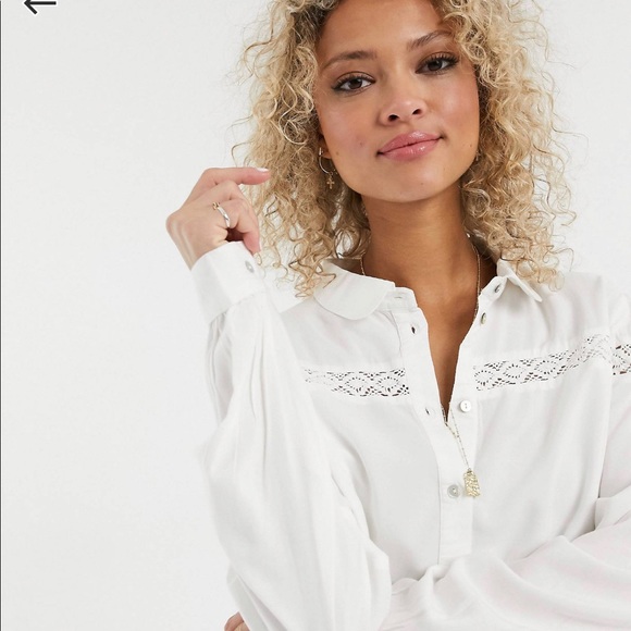 Cotton Shirt With Lace  Inserts - Picture 1 of 3